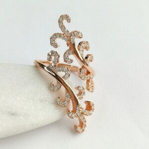 Rose Gold CZ Filigree Bypass Ring size 7